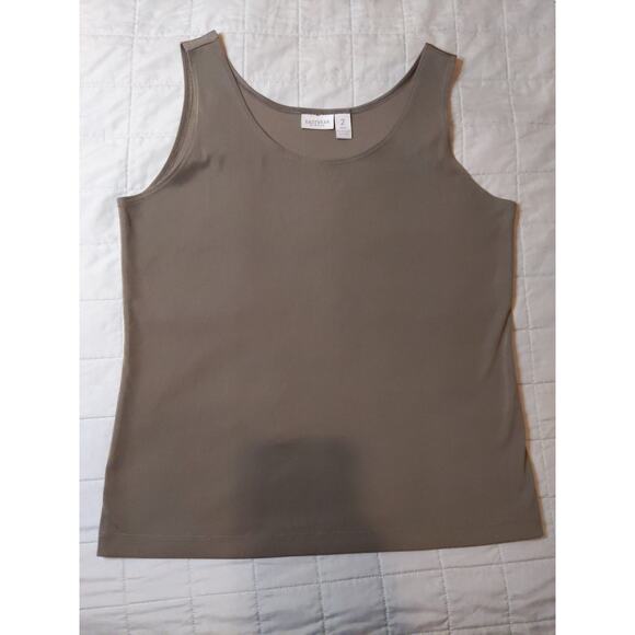 CHICO'S Easywear Tank Top Taupe Brown Size 2 Sleeveless Travel Knit Basic - Picture 3 of 7